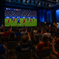 vm-fotboll på storbildsskärm