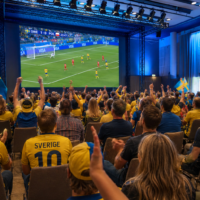 VM-fotboll på storbildsskärm